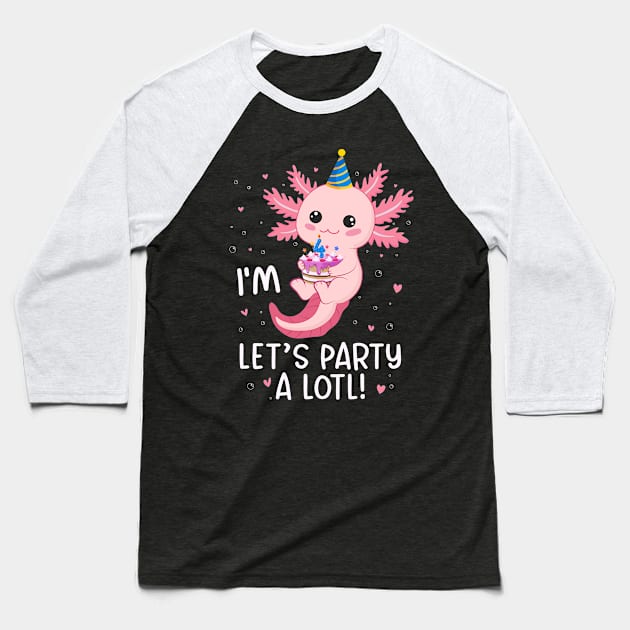 Funny 4th Birthday I'm 4 Years Old lets party Axolotl Baseball T-Shirt by Msafi